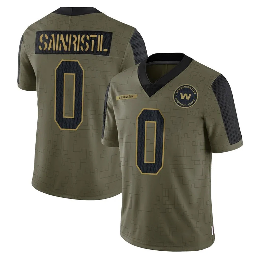 Perkns W.Commanders #0 Mike Sainristil Player Olive Salute To Service Limited Game Stitched Jerseys