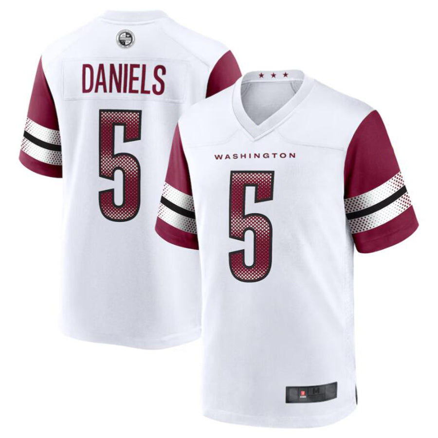 Perkns W.Commanders #5 Jayden Daniels White 2024 Draft First Round Pick Player Game Stitched Jerseys