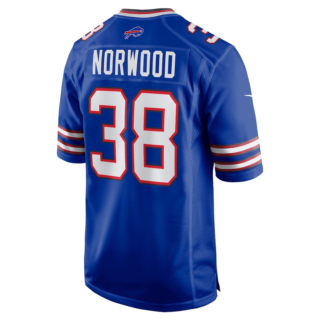 Perkns B.Bills #38 Tre Norwood Royal Game Player Jersey