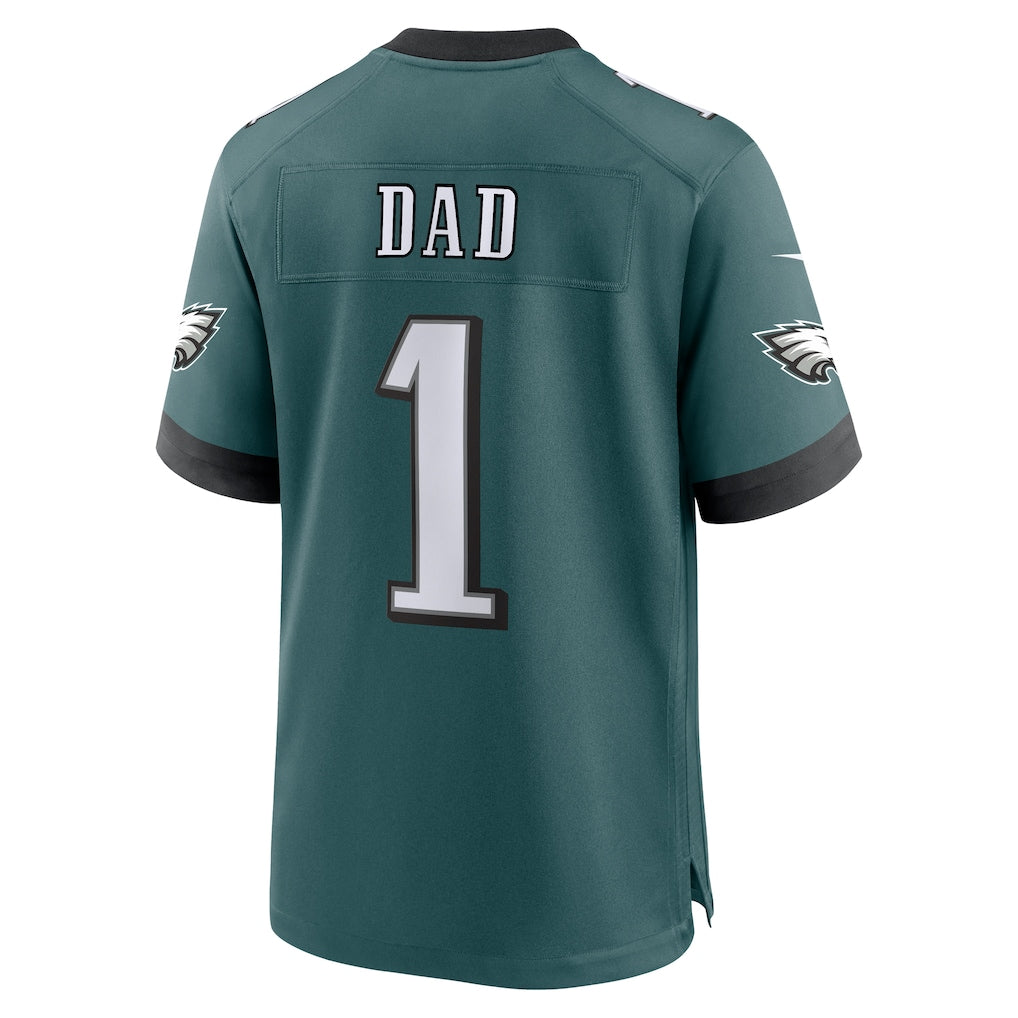 Perkns P.Eagles #1 Dad Midnight Green Team Game Jersey