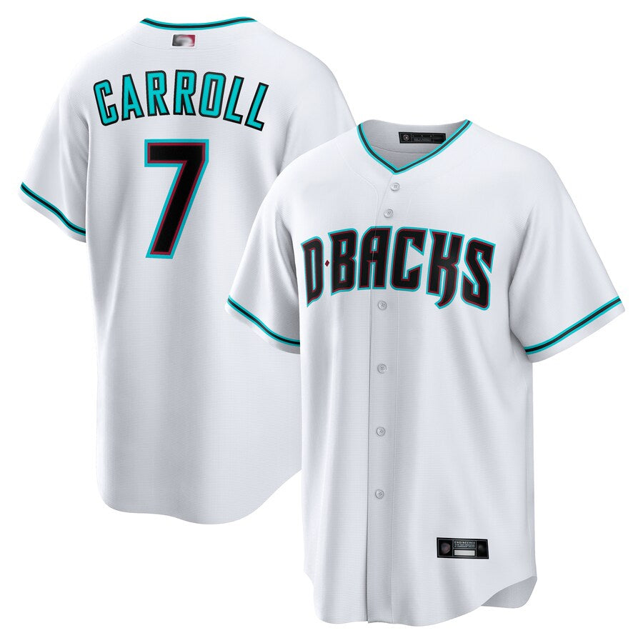Perkns A.Diamondbacks #7 Corbin Carroll Player White Replica Personalized Stitched Jerseys