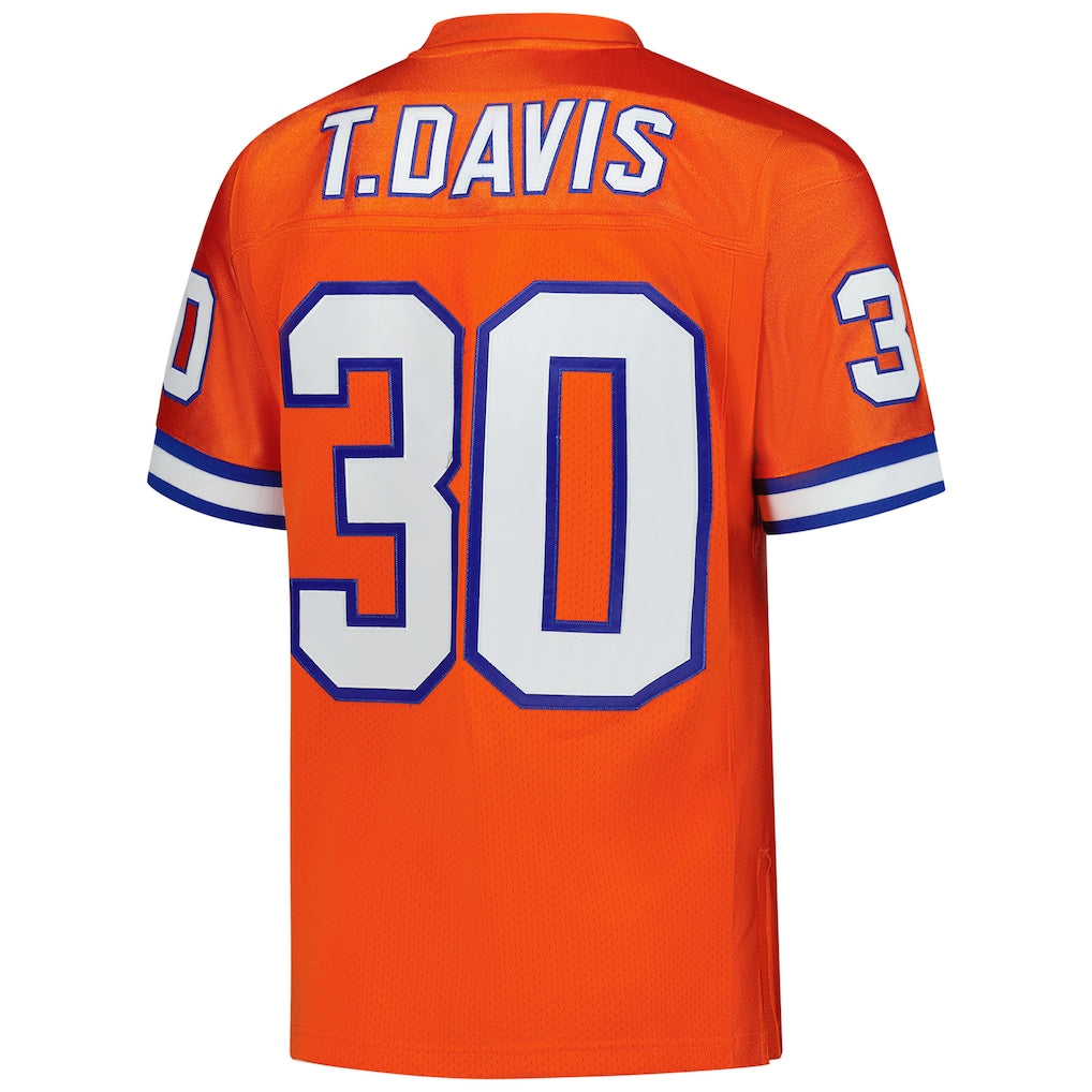 Perkns D.Broncos #30 Terrell Davis Mitchell & Ness Orange 1995 Authentic Throwback Retired Player Jersey