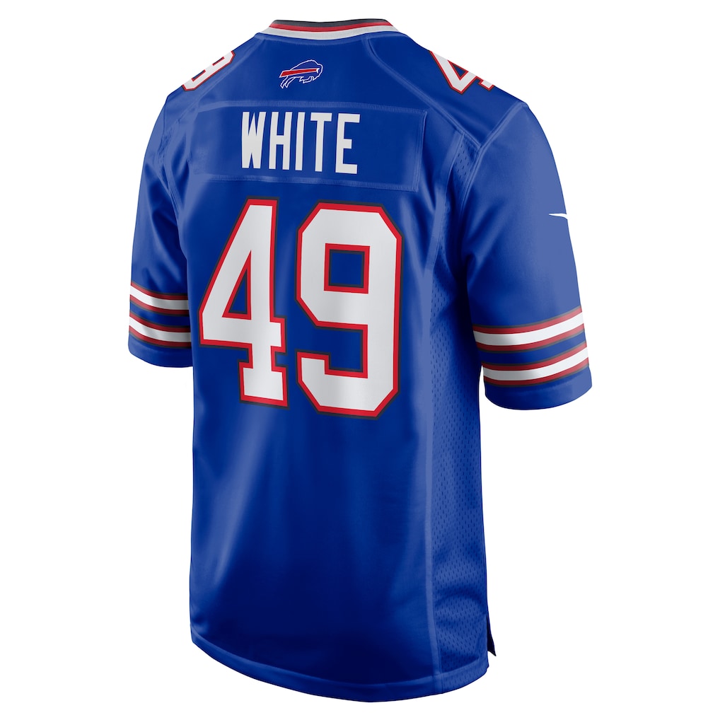 Perkns B.Bills #49 DaShaun White Royal Team Game Jersey
